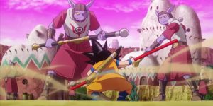 dragon-ball-daima-goku-attacks-guards-with-power-pole